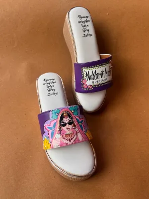 3 inch golden wedges purple swag dulhan heels