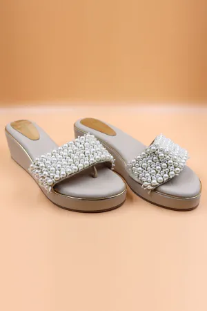 Beige Zardosi Embroidered Wedges