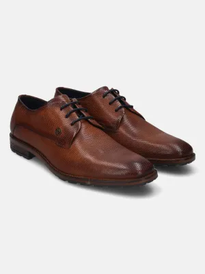 bugatti Cognac Premium Leather Derby Shoes