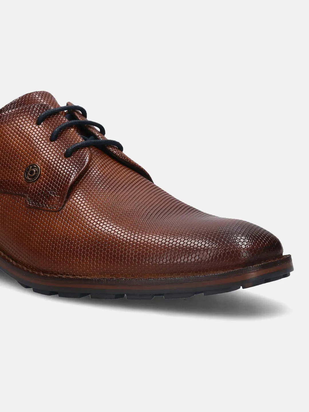 bugatti Cognac Premium Leather Derby Shoes