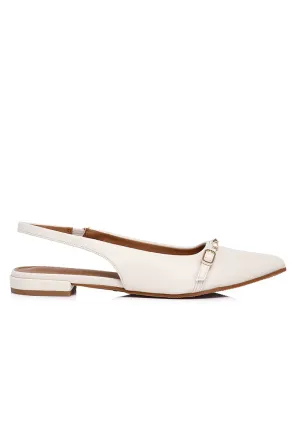 Clara Pointed Toe Ballerina & Flats (White)