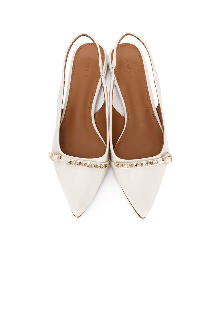 Clara Pointed Toe Ballerina & Flats (White)