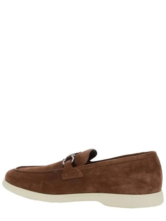 'Cosimo' Brown Loafers With Metallic Hooks On The Front In Suede Man
