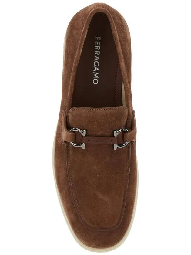 'Cosimo' Brown Loafers With Metallic Hooks On The Front In Suede Man