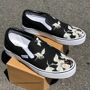 Flying Crane Bird - BLVD Custom Original Slip On Shoes