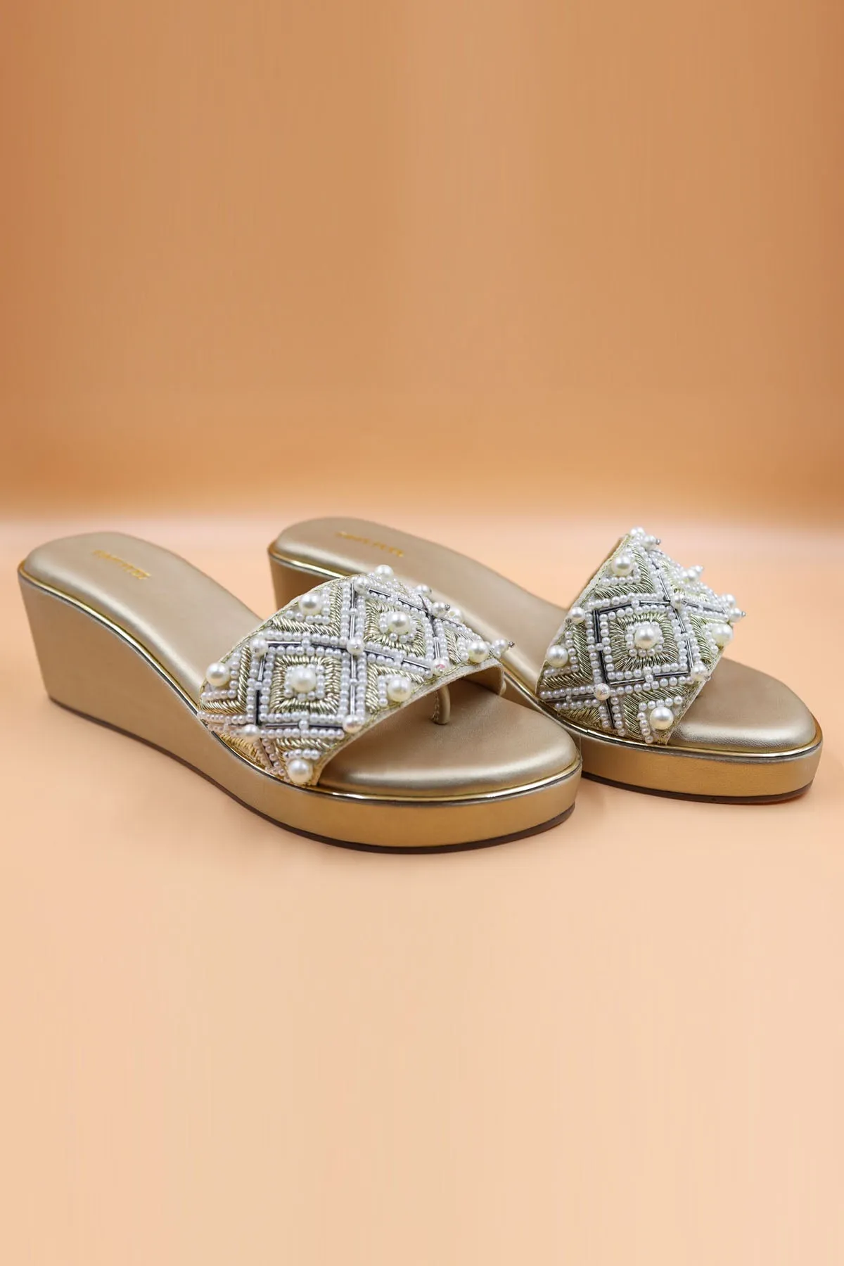 Gold Coin Embellished Wedges
