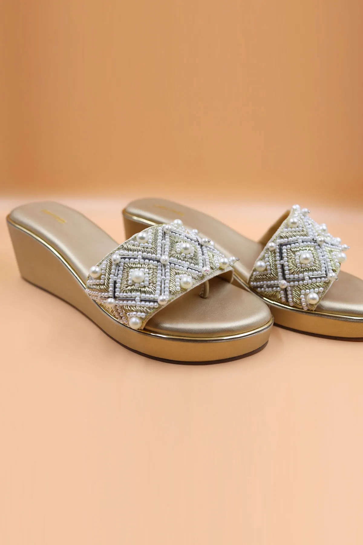 Gold Coin Embellished Wedges