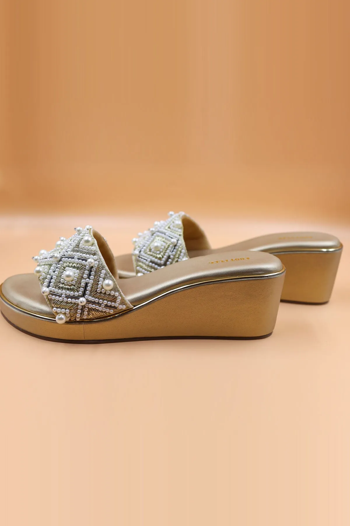 Gold Coin Embellished Wedges
