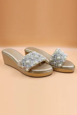 Gold Coin Embellished Wedges