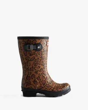 Hunter Big Kids Original Leopard Print Wellington Boots