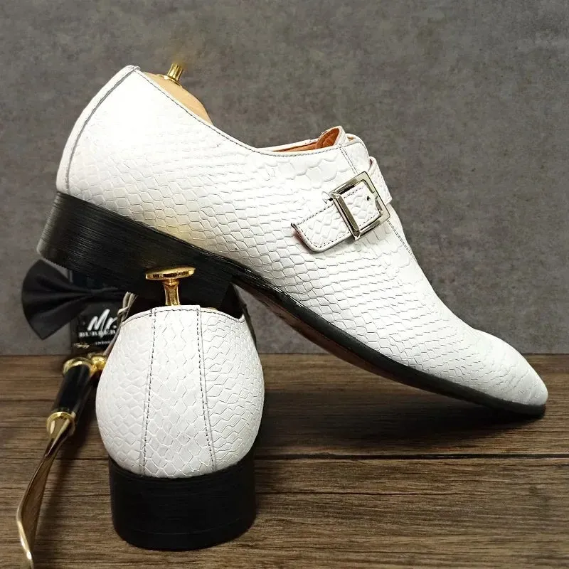 Monk Strap Snakeprint Pattern Loafers