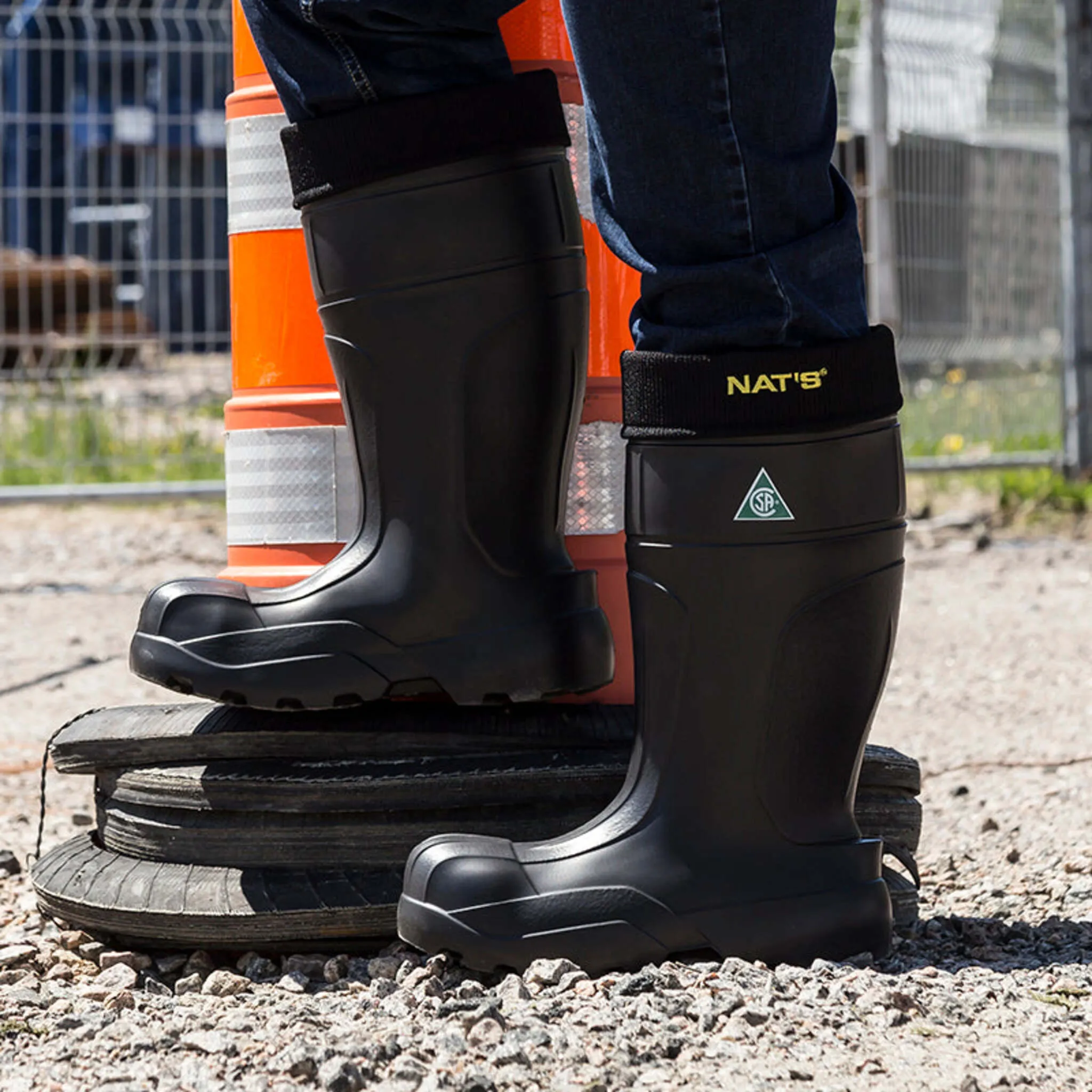 Nats Men's Winter Safety Work Boots 1595 | CSA EVA Ultra Light Steel Toe Waterproof, Removable Liner, Antimicrobial | Black Sizes 7-14