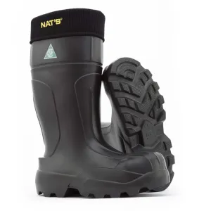 Nats Men's Winter Safety Work Boots 1595 | CSA EVA Ultra Light Steel Toe Waterproof, Removable Liner, Antimicrobial | Black Sizes 7-14