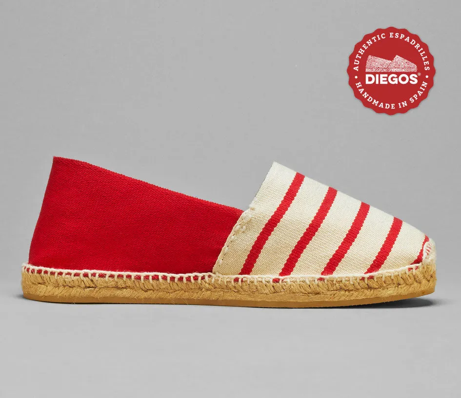 Red & ivory stripes espadrilles