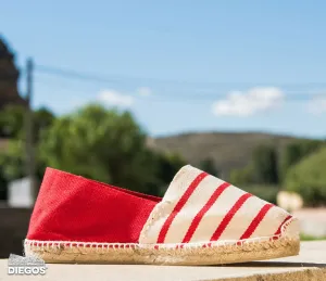 Red & ivory stripes espadrilles