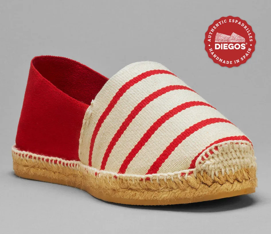 Red & ivory stripes espadrilles