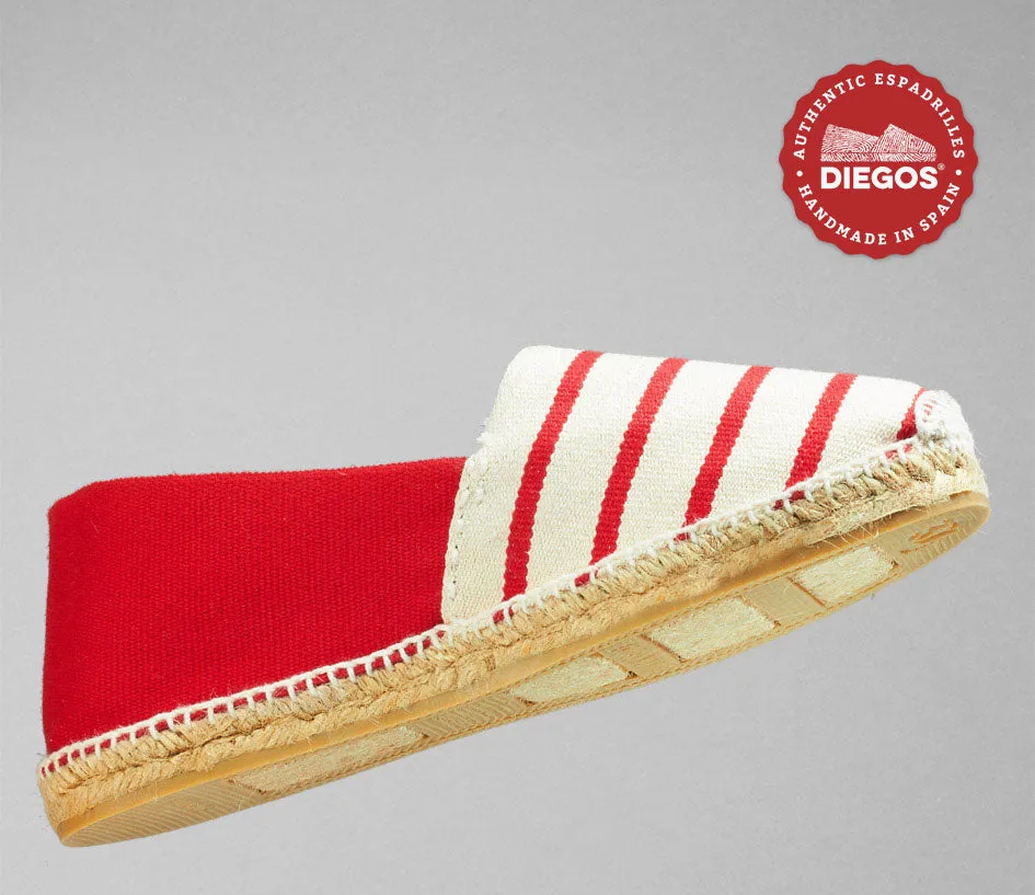 Red & ivory stripes espadrilles