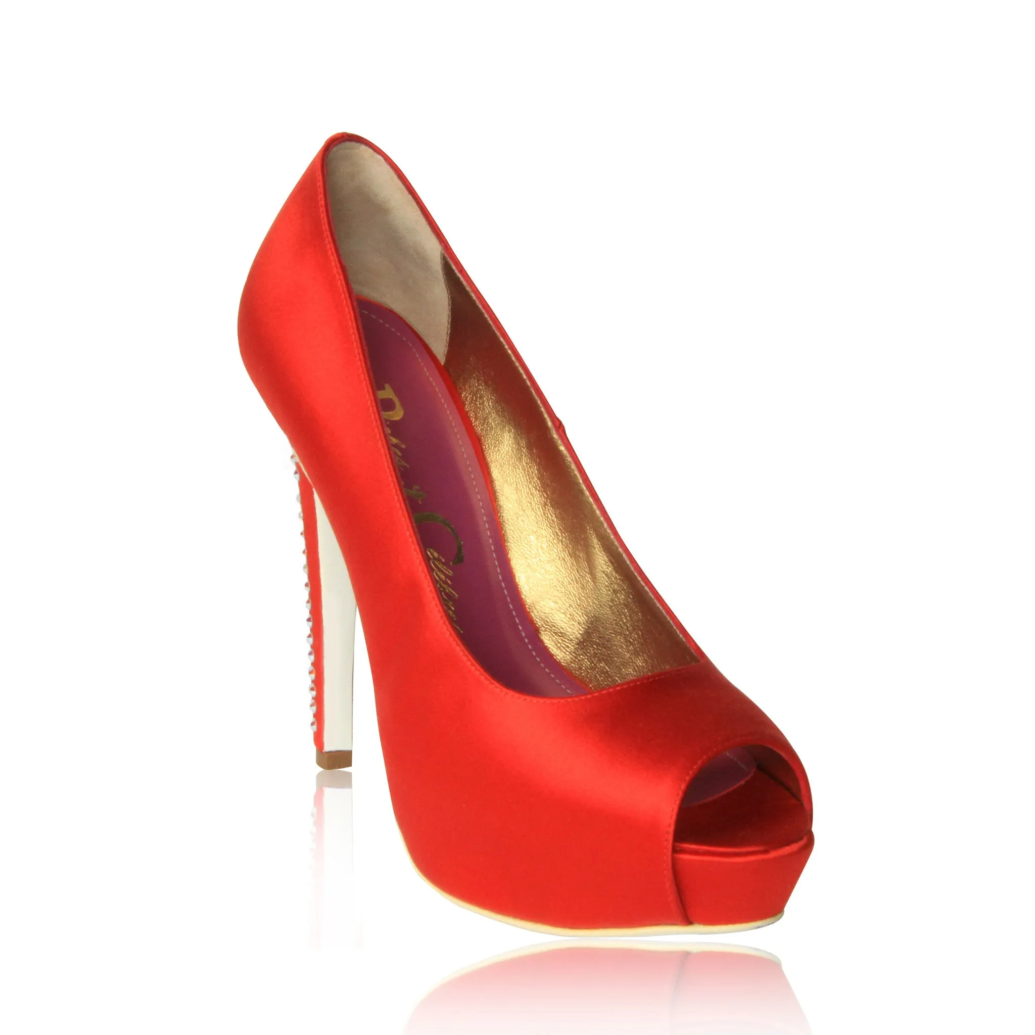Red Krista-Lawren Satin Platform Pumps