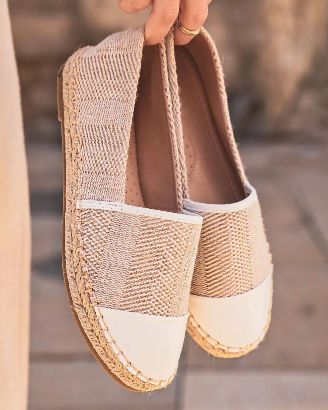 Sandale femme espadrille blanche et beige - Jenny
