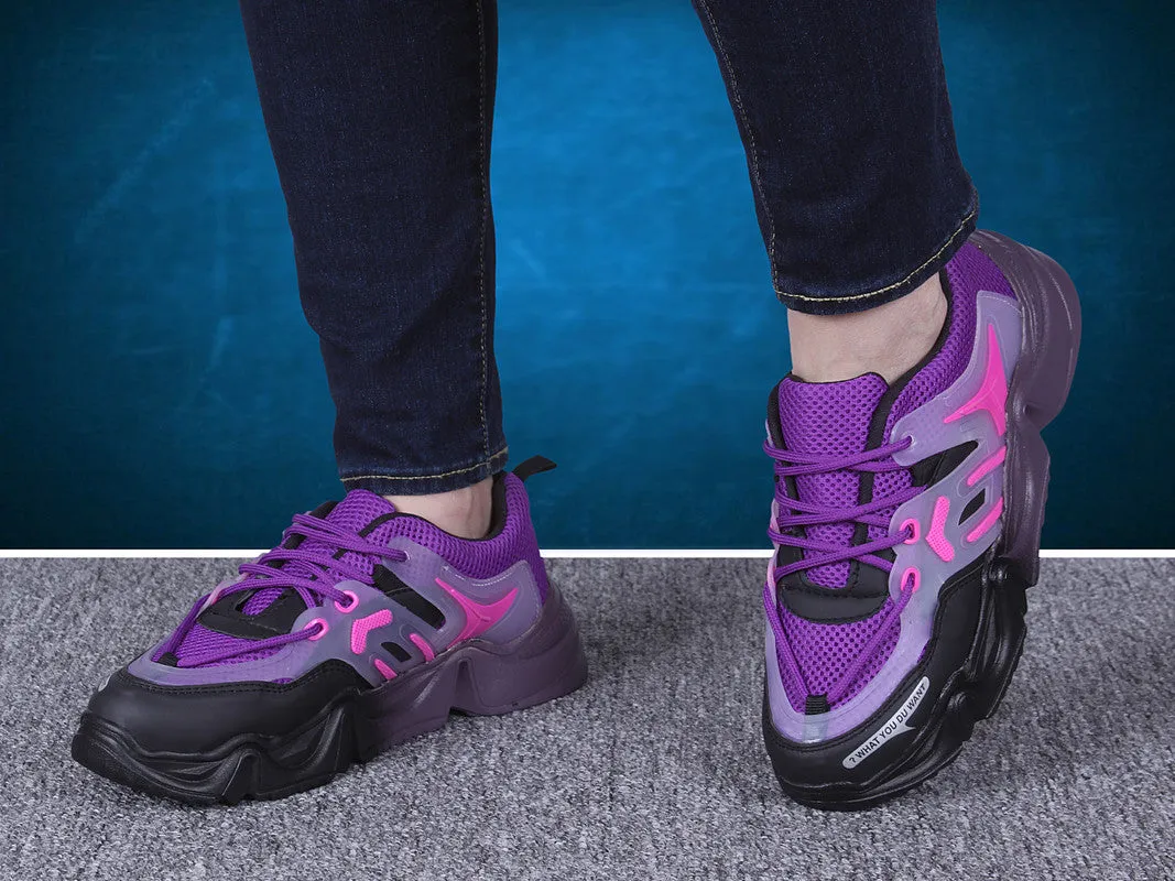 SHOE BLATE Casuals For Women (Black, Purple , 4)