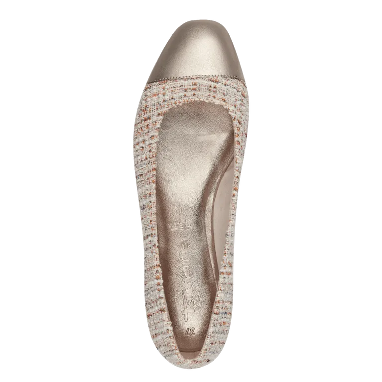 Tamaris Ladies Flat Pump Metallic Toe