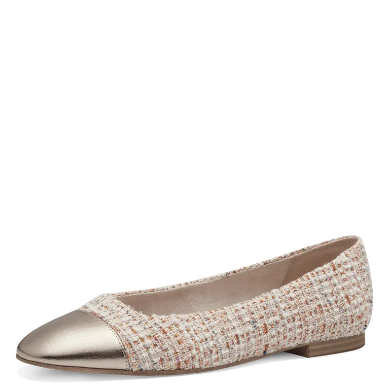 Tamaris Ladies Flat Pump Metallic Toe