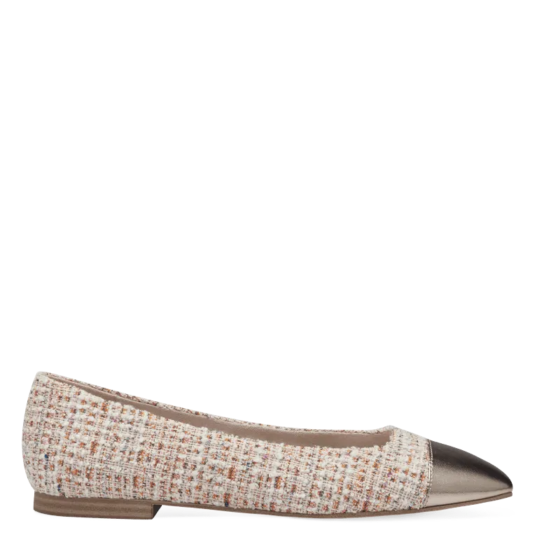 Tamaris Ladies Flat Pump Metallic Toe