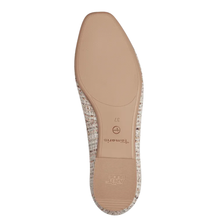 Tamaris Ladies Flat Pump Metallic Toe