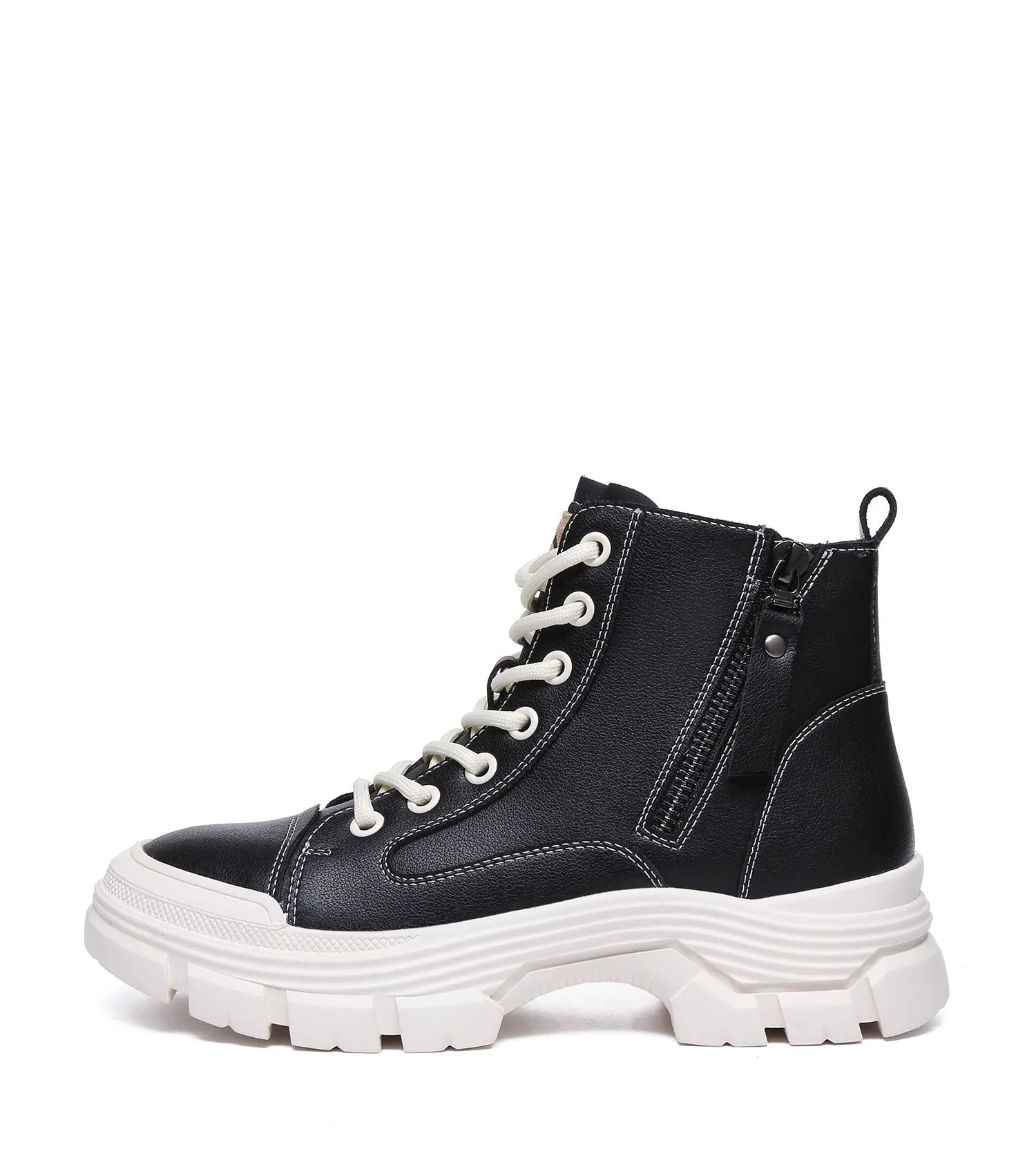 TARRAMARRA Lace-up and Zipper Chunky Leather Boots Women Cow Suede Boots Lorrine