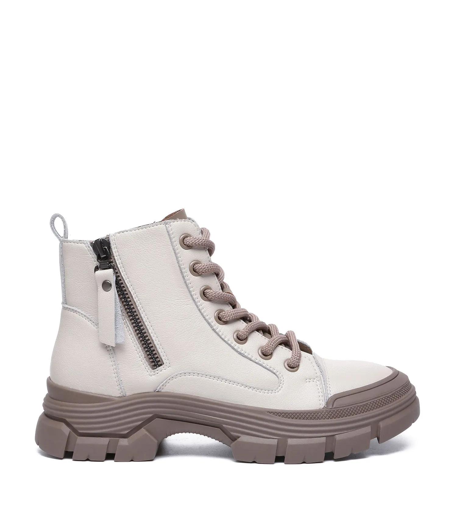 TARRAMARRA Lace-up and Zipper Chunky Leather Boots Women Cow Suede Boots Lorrine