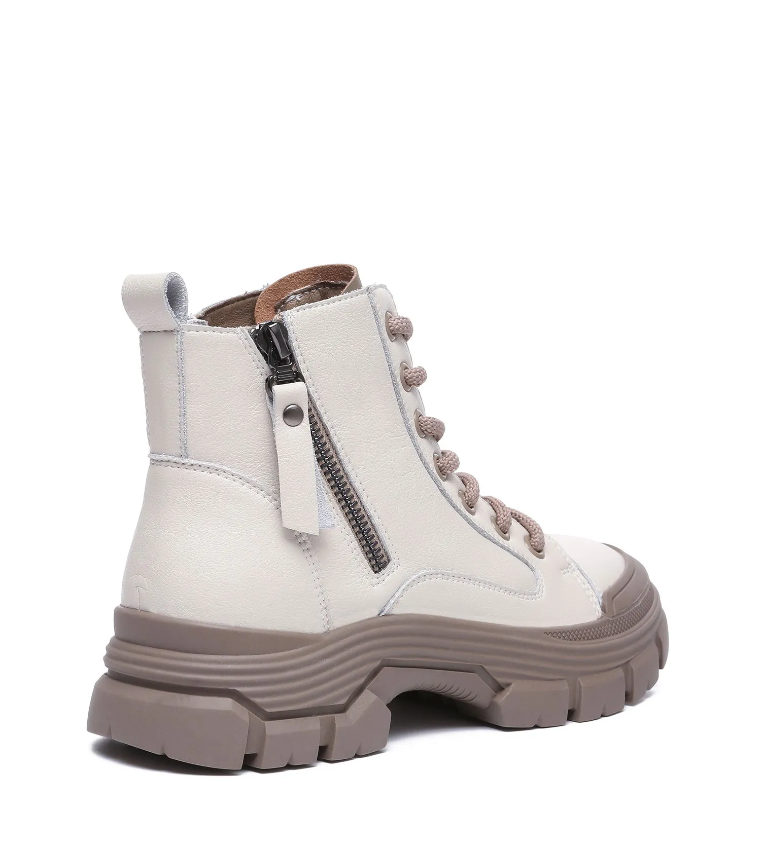 TARRAMARRA Lace-up and Zipper Chunky Leather Boots Women Cow Suede Boots Lorrine