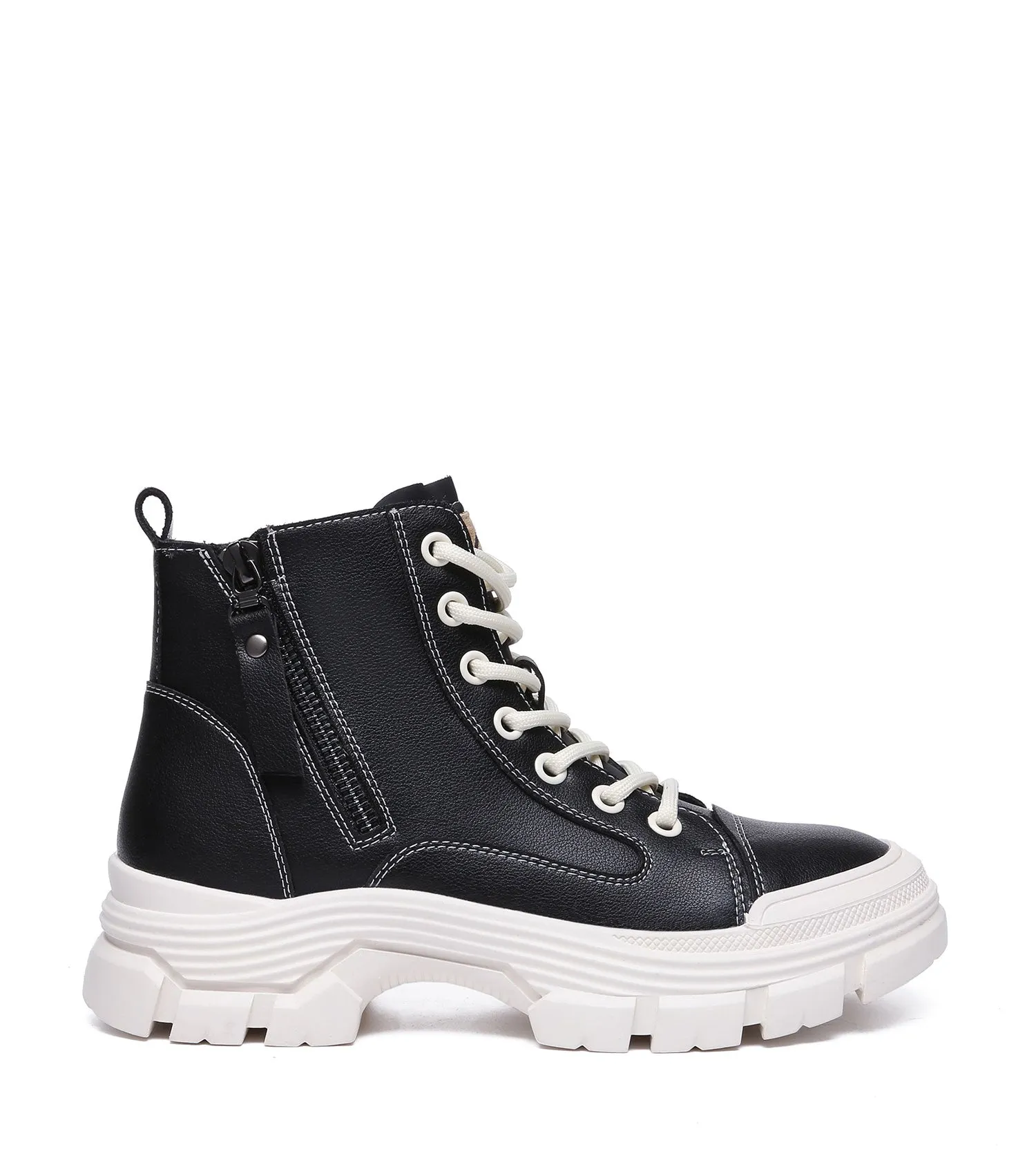 TARRAMARRA Lace-up and Zipper Chunky Leather Boots Women Cow Suede Boots Lorrine