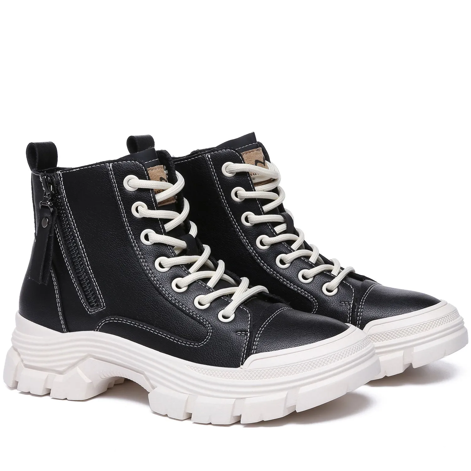 TARRAMARRA Lace-up and Zipper Chunky Leather Boots Women Cow Suede Boots Lorrine