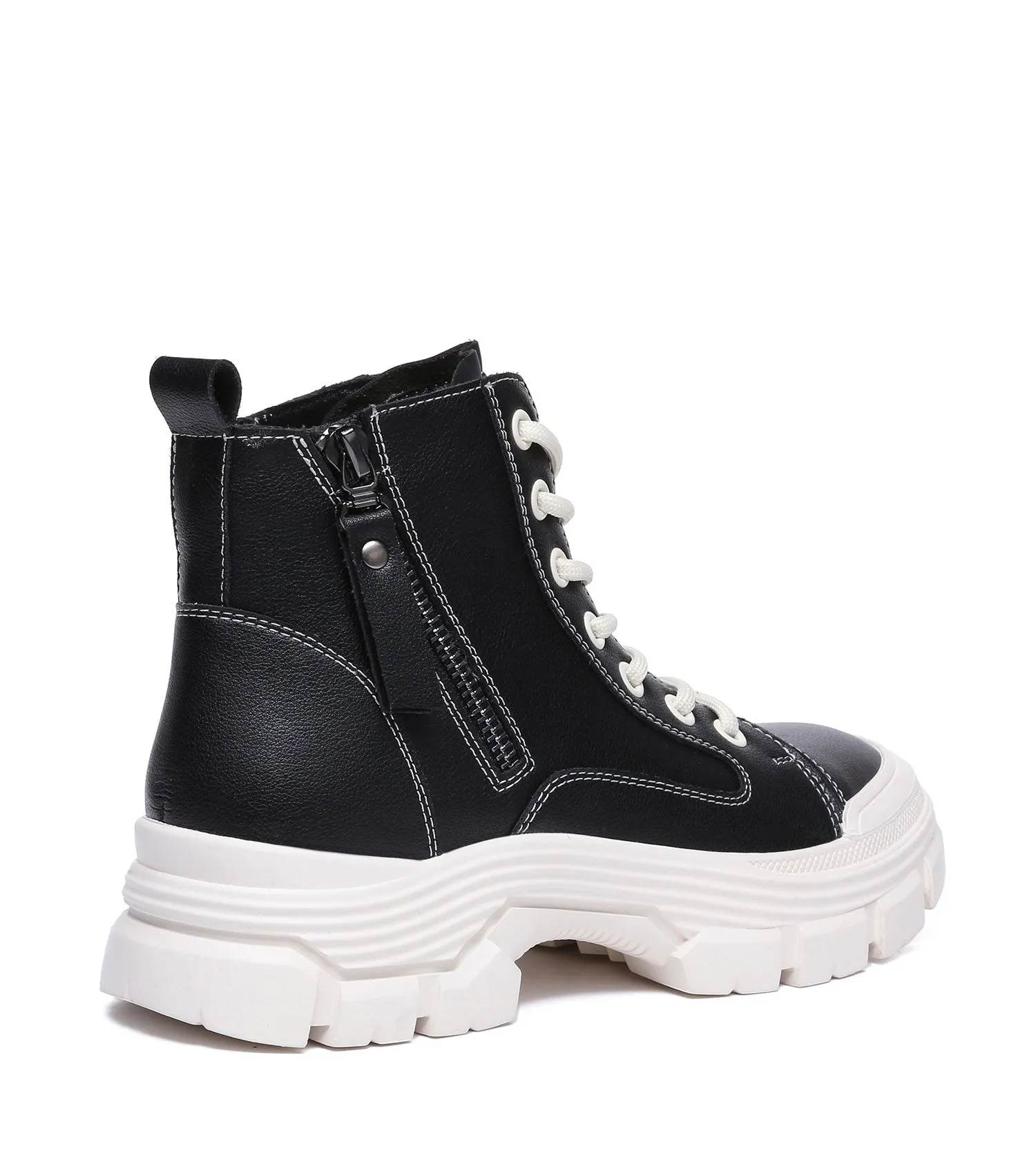 TARRAMARRA Lace-up and Zipper Chunky Leather Boots Women Cow Suede Boots Lorrine