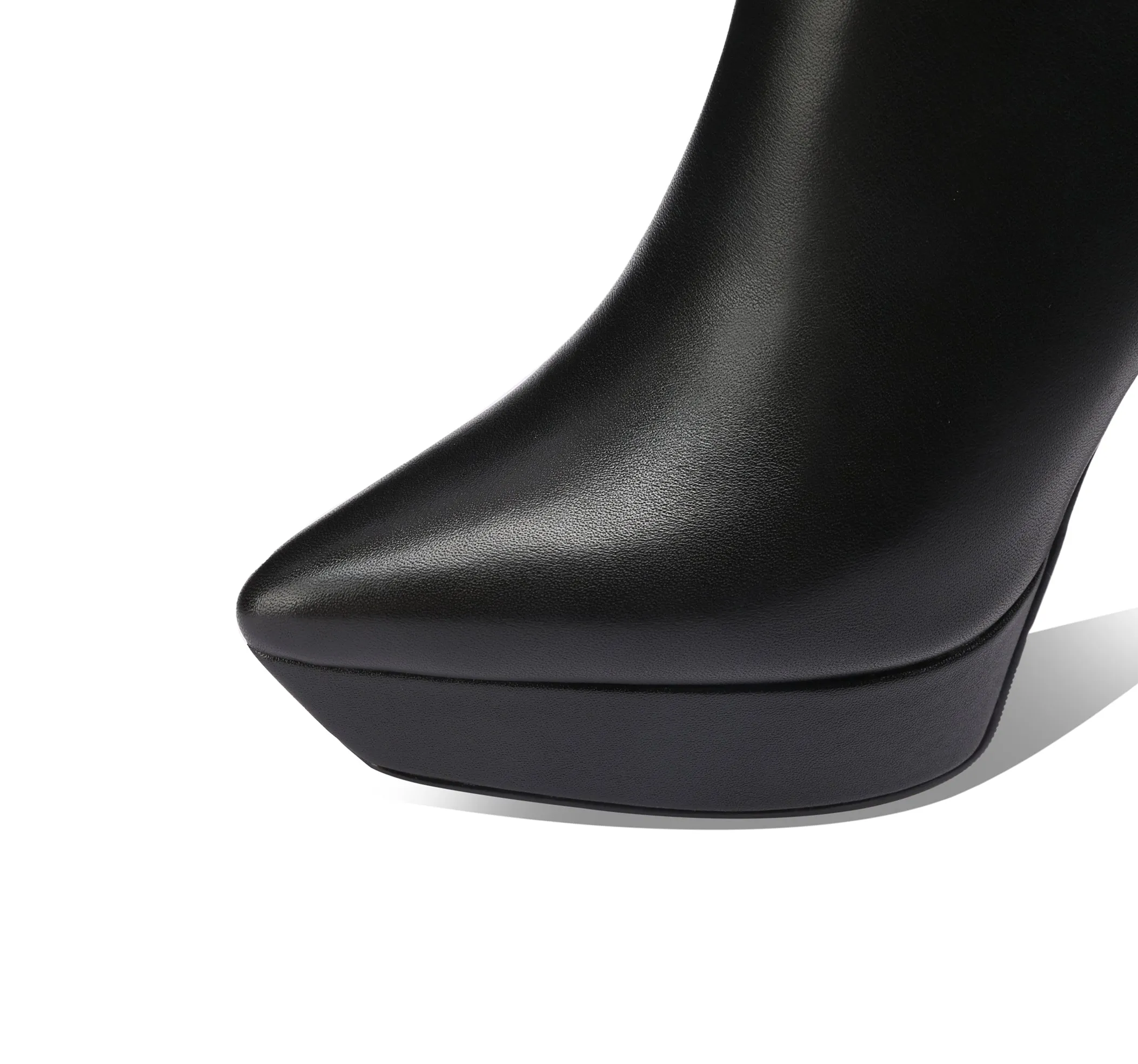 TinaCus Handmade Women's Genuine Leather Platform Back Zipper Pointed Toe High Stiletto Heel Ankle Boots Shoes