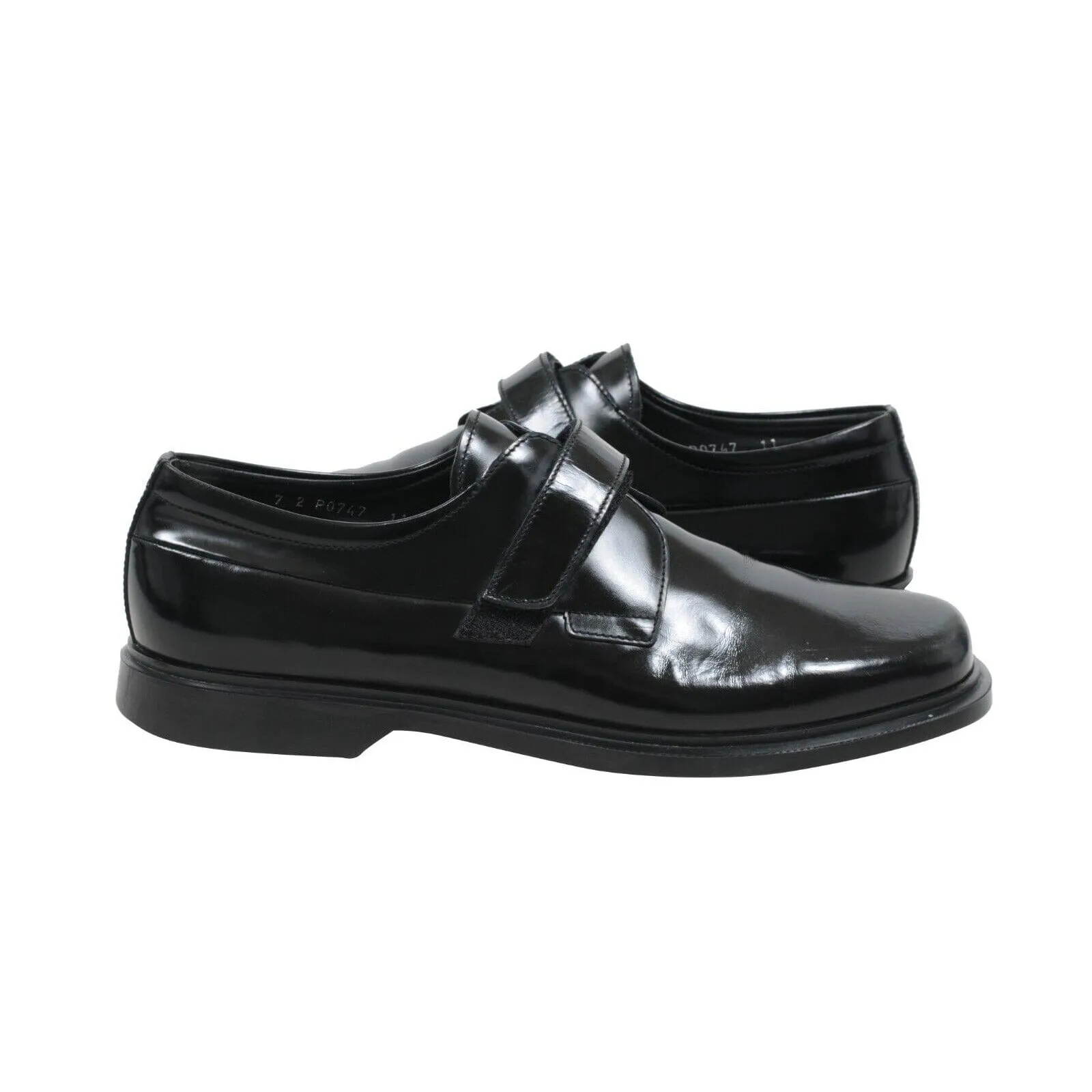 Vintage Black Leather Square Toe Monk Strap Dress Shoes
