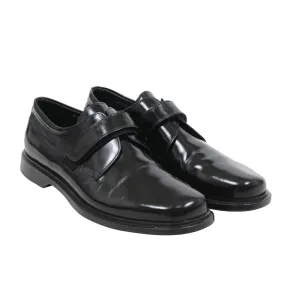 Vintage Black Leather Square Toe Monk Strap Dress Shoes