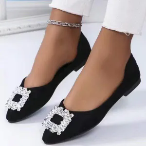 Women's Rhinestone Pointed-Toe Ballet Flats 18421064C
